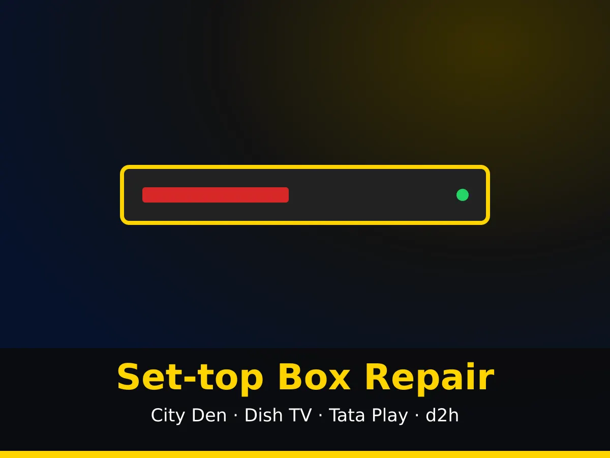 Digital cable and DTH set-top boxes being repaired at City Electronics Aligarh